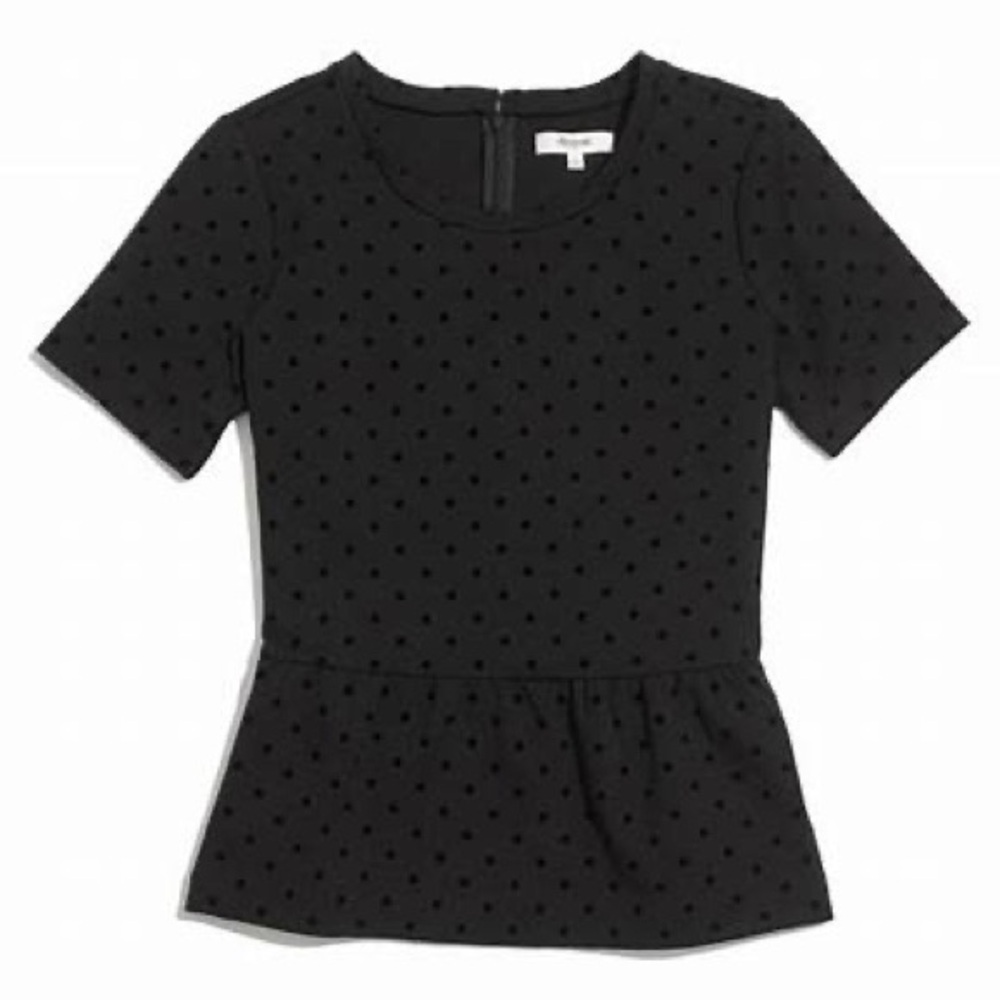 Madewell Black Polka Dots Peplum Worn 4x Size M